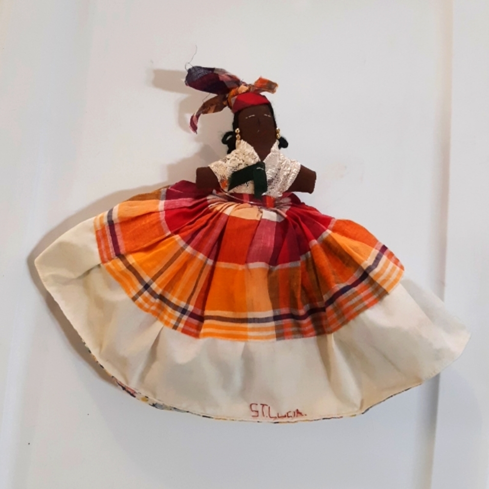 Doll ST Lucia Souvenirs Topsy Turvy Material Fabric handmade Vacation Heritage